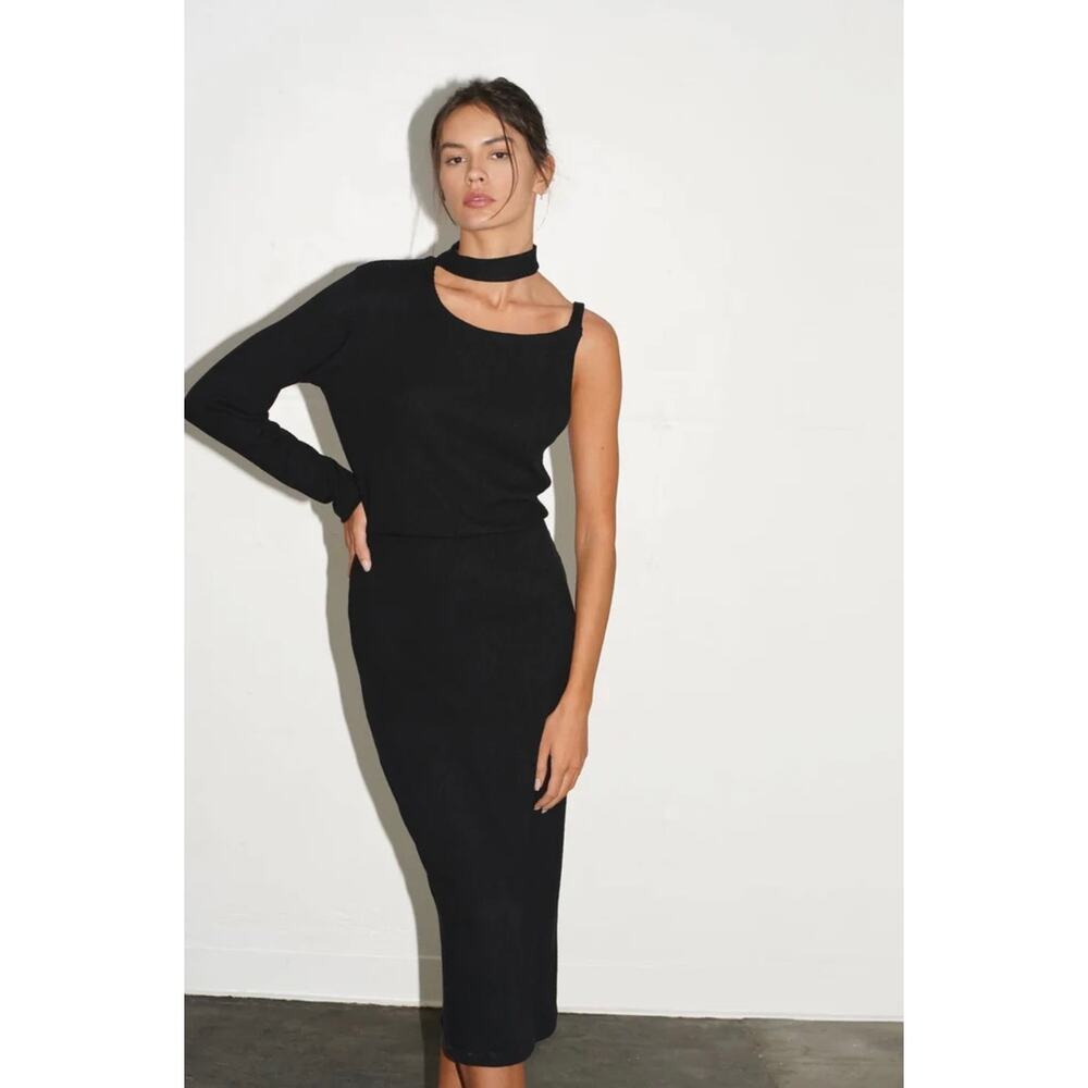 NWT Free People LNA Canto Sweater Dress Womens XS Choker Midi Black MSRP $165